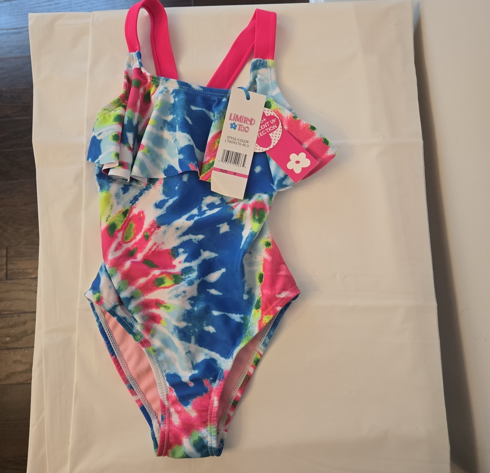 Limited Too Tie‑Dye One‑Piece Swimsuit – Kids Size 4, NWT